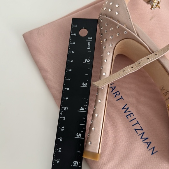 STUART WEITZMAN Bedazzled Satin Nude/Pink Platform Heels with Dust Bag - Picture 15 of 15